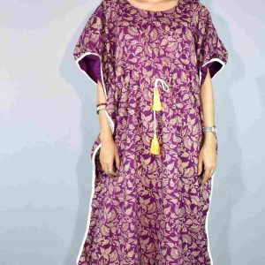 BDROX Jamdani Sunflower Printed Purple nighty