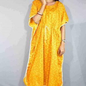 BDROX Jamdani Kalka Printed Yellow nighty