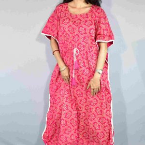 BDROX Jamdani Kalka Printed Pink nighty