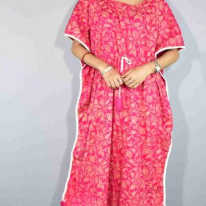 BDROX Jamdani Sunflower Printed Pink nighty