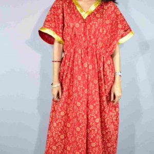 BDROX Jamdani Red Flwer with small Leaves nighty