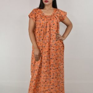 Orange Cotton Maxi Nighty