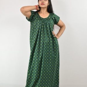Green Cotton Maxi Nighty