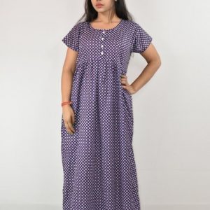 Blue Cotton Maxi Nighty