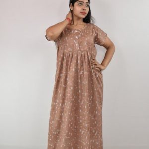 Brown Cotton Maxi Nighty