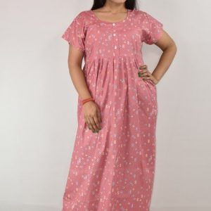 Peach Cotton Maxi Nighty