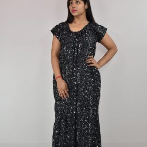 Black &Green Cotton Maxi Nighty