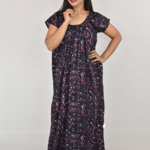 Black & Red Cotton Maxi Nighty