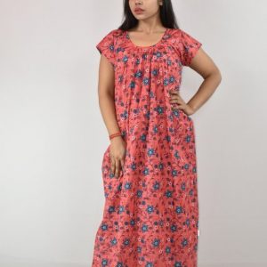 Red Cotton Maxi Nighty