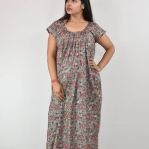 Gray Cotton Maxi Nighty