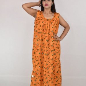Yellow Cotton Maxi Nighty