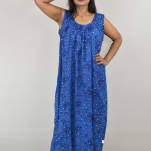 Blue Cotton Maxi Nighty