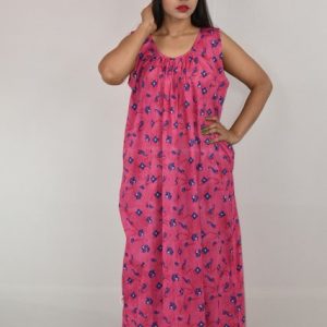 Pink Cotton Maxi Nighty