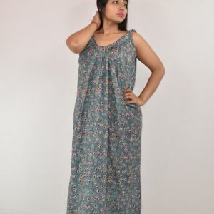 GERAY Ribbon Cotton Maxi Nighty