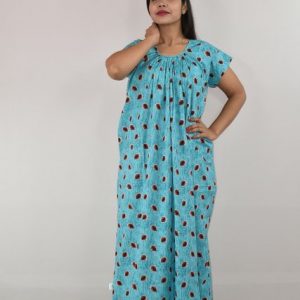LIGHT BLUE Cotton Maxi Nighty