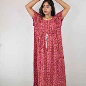 Pink Cotton kaftan nighty
