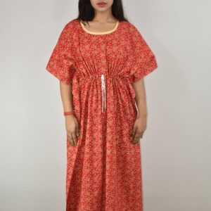 Red Cotton Kaftan Nighty