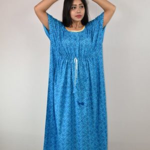 Blue Cotton Kaftan Nighty