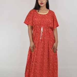 Red Cotton Kaftan Nighty