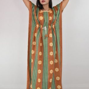 Pure Cotton Orange Long Kaftan Nighty