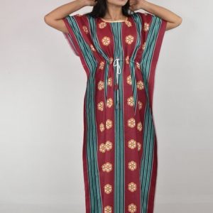 Pure Cotton Maroon Long Kaftan Nighty