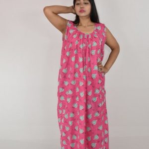 Cotton Pink Maxi Nighty