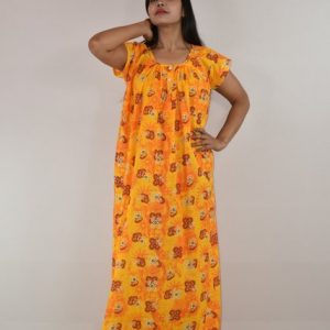 Yellow Maxi Nighty Long 60 inch with Button