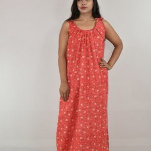 Red Ribbon cotton Maxi Nighty