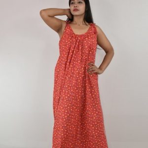 Red Ribbon cotton Maxi Nighty