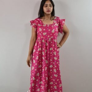 Pink Maxi Nighty with Kuchi