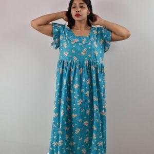 Blue Maxi Nighty with Kuchi