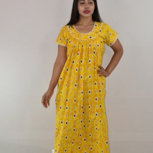 Yellow Maxi Nighty With Lace