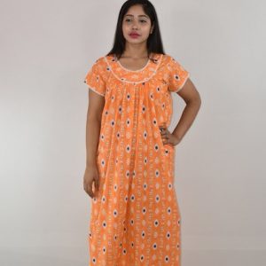 Orange Maxi Nighty With Lace