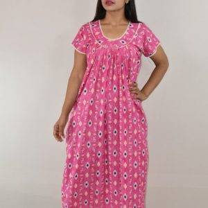 Pink Maxi Nighty with Lace