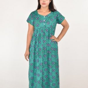 Pine cotton Maxi Nighty with button