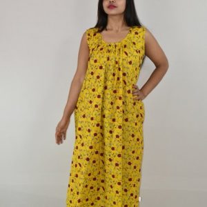 Yellow Maxi Nighty Sleeveless