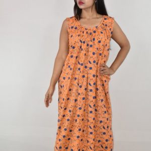Orange Maxi Nighty Sleeveless