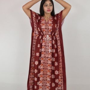Cotton maroon kaftan