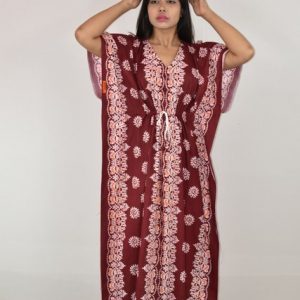 cotton Maroon Kaftan