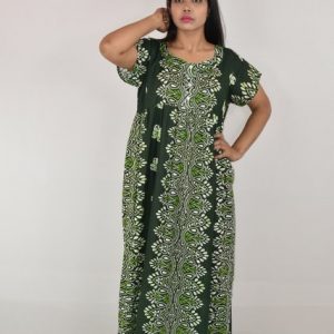 Cotton Green Maxi Nighty with button