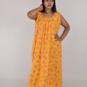 Cotton Yellow Maxi Nighty