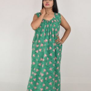BDROX Green Maxi Nighty Cotton