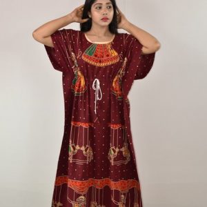 Gujri Dancing Lady Maroon Kaftan