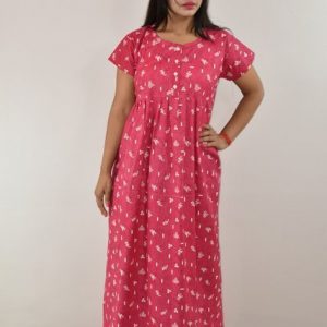 Maroon Maxi Nighty With Button