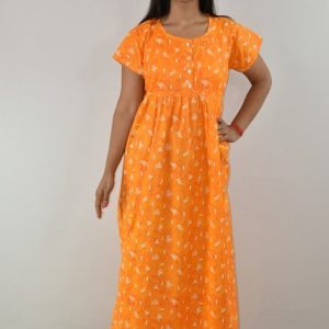 Yellow Maxi Nighty with Button