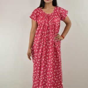 Maroon Maxi Nighty With Button