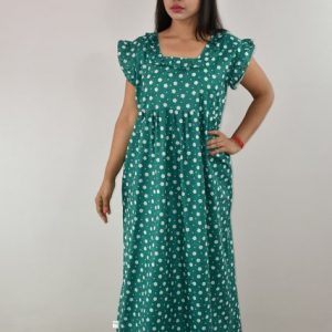 Green Maxi Nighty With Kuchi