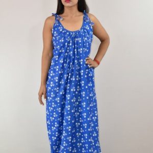Blue Maxi Nighty With Ribbon