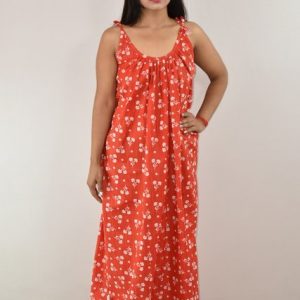 Red Maxi Nighty With Ribbon