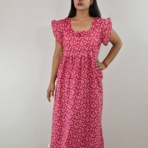 Pink Maxi Nighty with Kuchi